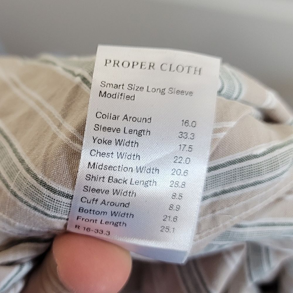 PROPER CLOTH !00% Cotton Button Down - Picture 10 of 11